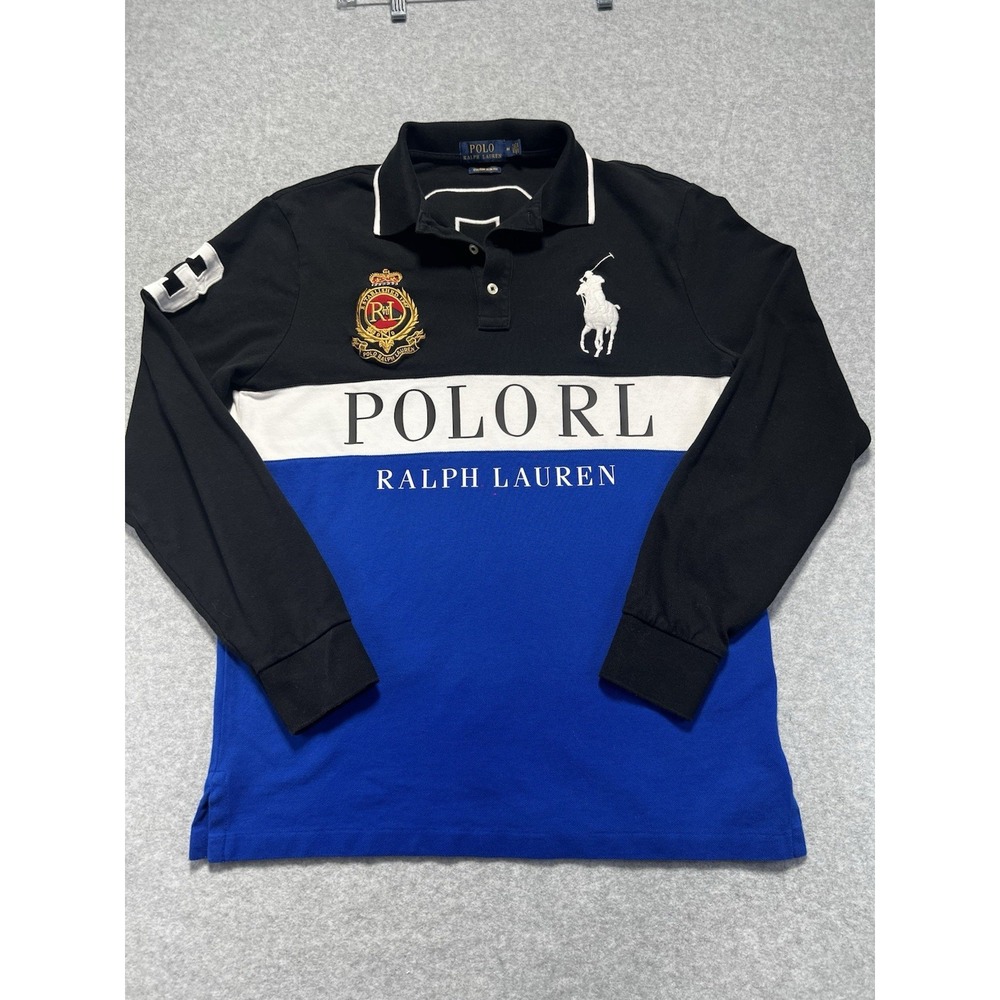 Polo Ralph Lauren Rugby Big Pony Patch #3 Preppy Equestrian Colorblock Sz M